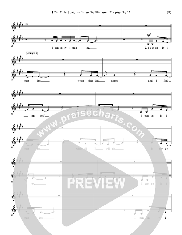 I Can Only Imagine Tenor Sax 1 (MercyMe)