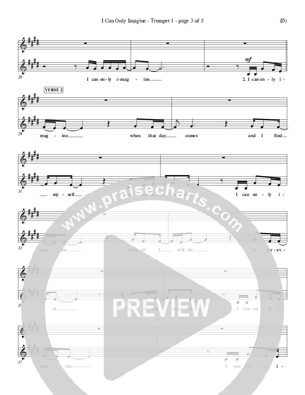 I Can Only Imagine Trumpet 1 (MercyMe)