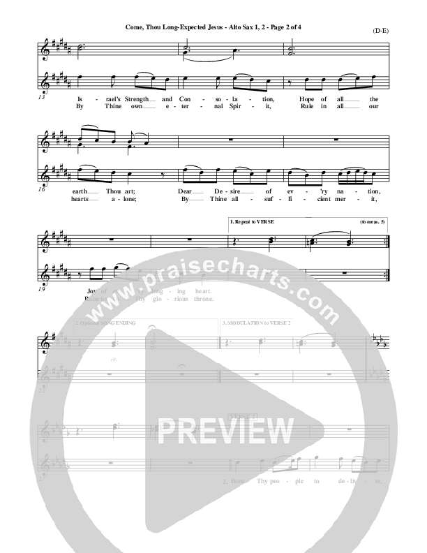 Come Thou Long Expected Jesus Alto Sax 1/2 ()