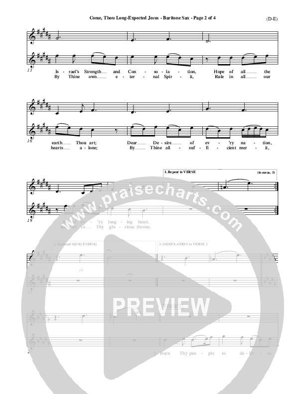 Come Thou Long Expected Jesus Bari Sax ()