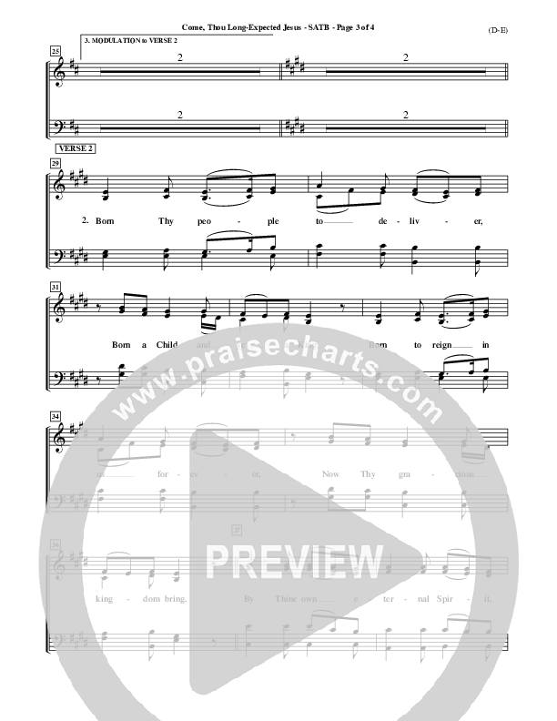 Come Thou Long Expected Jesus Choir Vocals (SATB) ()