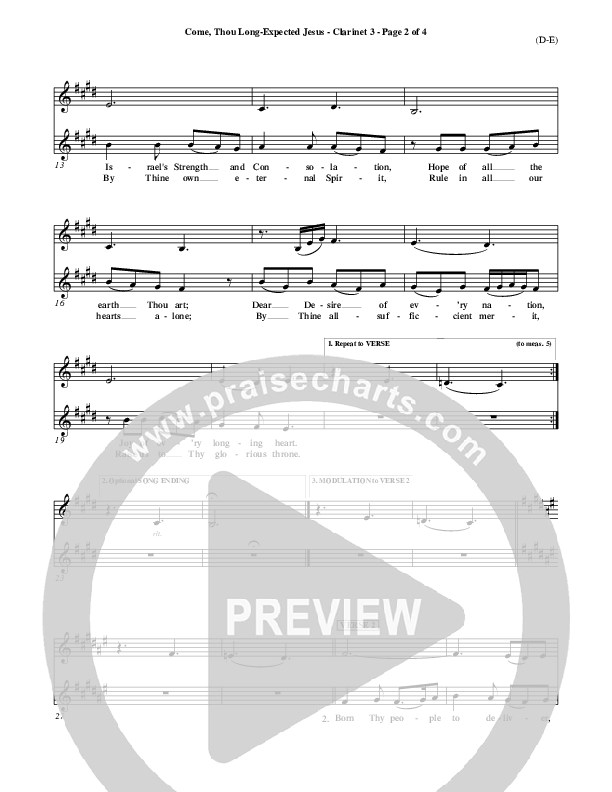 Come Thou Long Expected Jesus Clarinet 3 ()