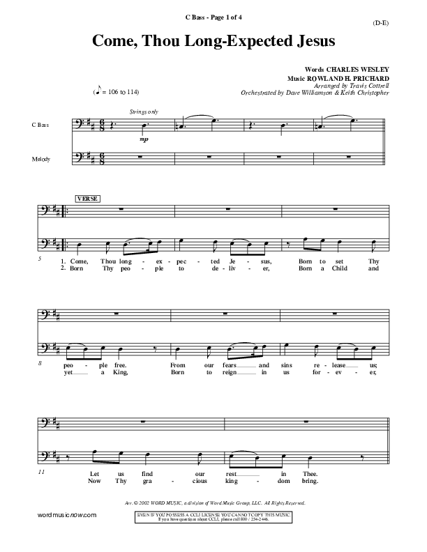 Come Thou Long Expected Jesus Contrabass ()