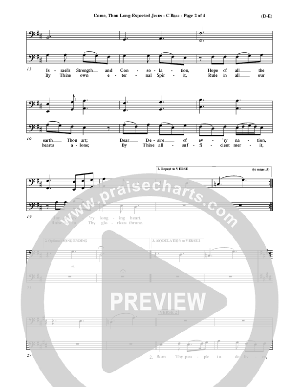 Come Thou Long Expected Jesus Contrabass ()