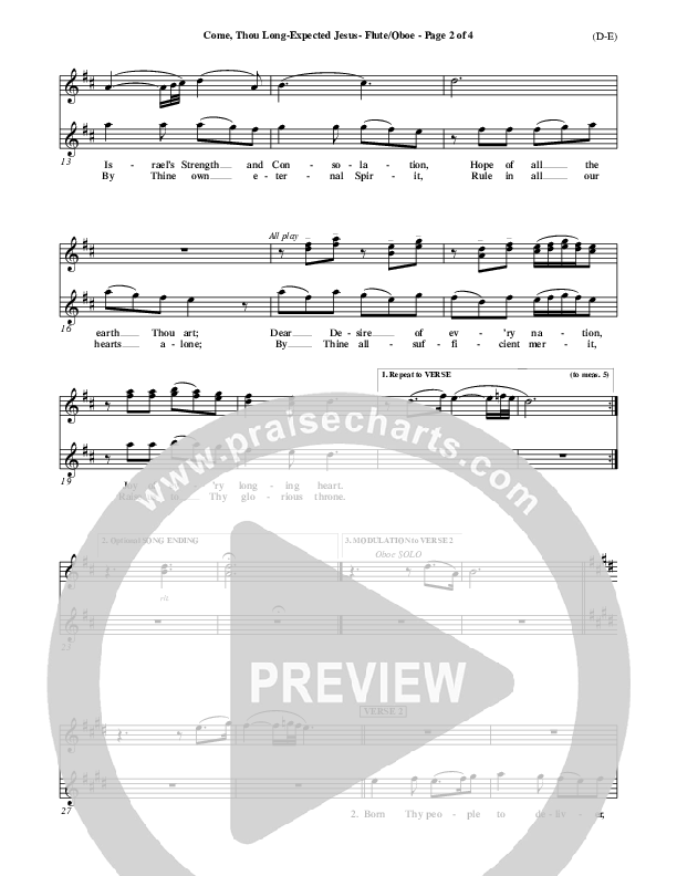 Come Thou Long Expected Jesus Flute/Oboe ()