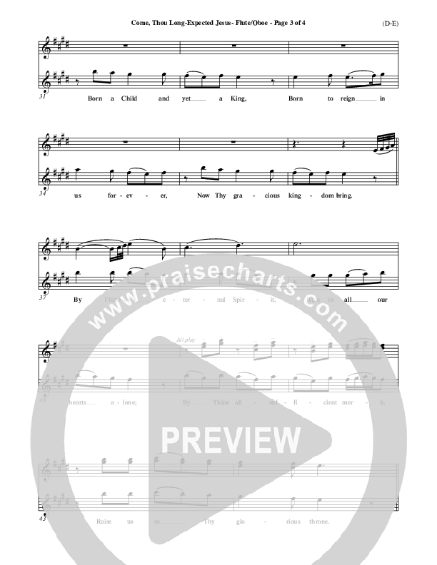 Come Thou Long Expected Jesus Flute/Oboe ()