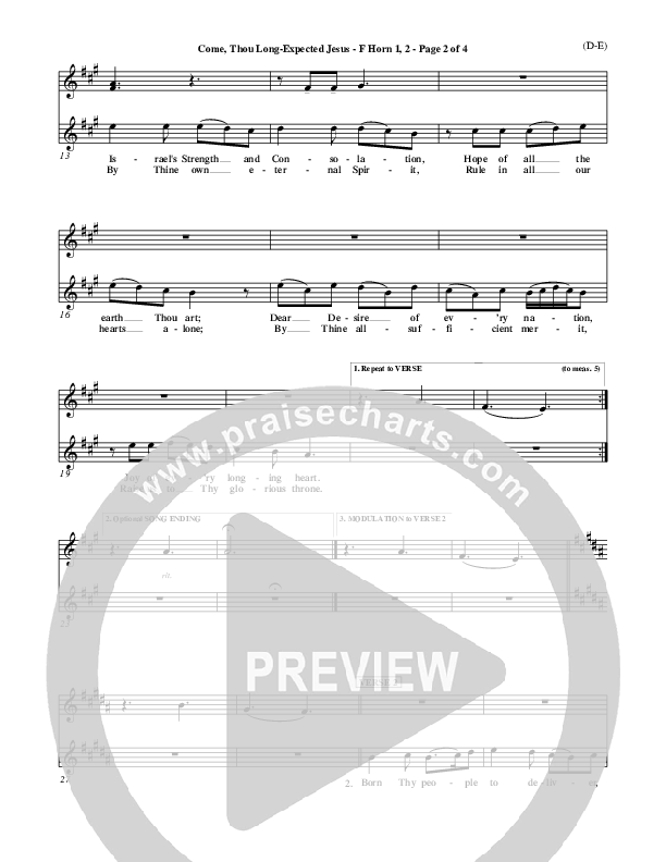 Come Thou Long Expected Jesus French Horn 1/2 ()