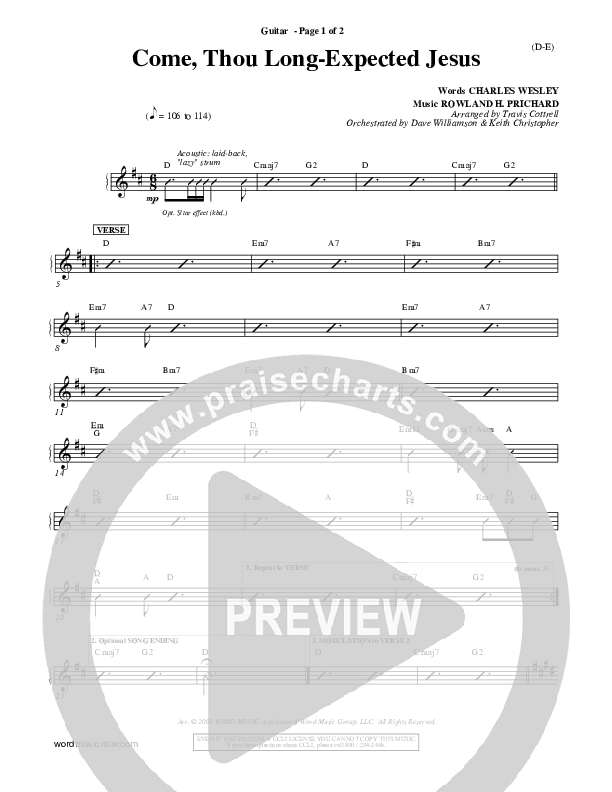 Come Thou Long Expected Jesus Guitar ()