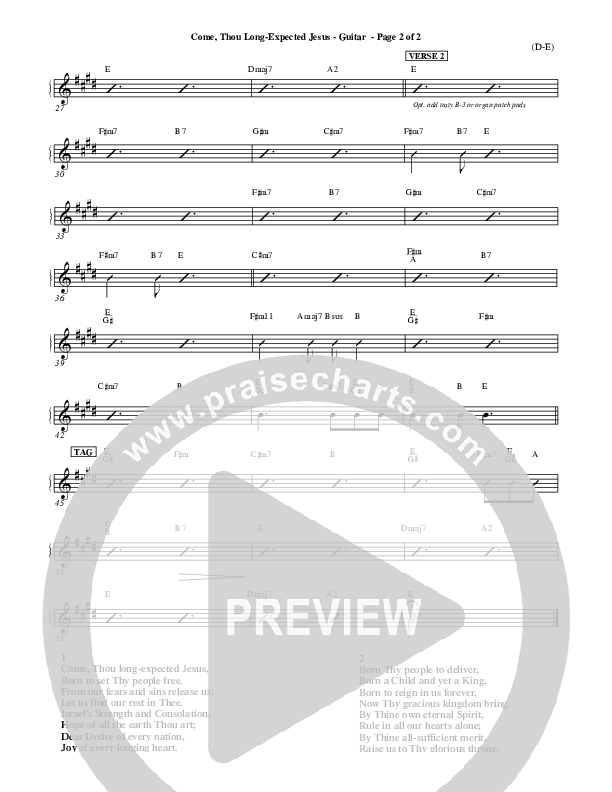 Come Thou Long Expected Jesus Guitar ()