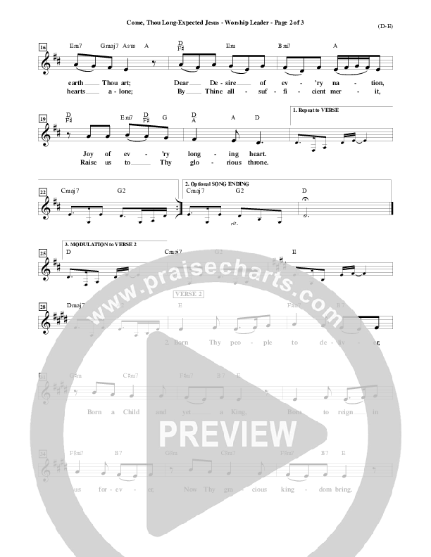 Come Thou Long Expected Jesus Lead Sheet ()