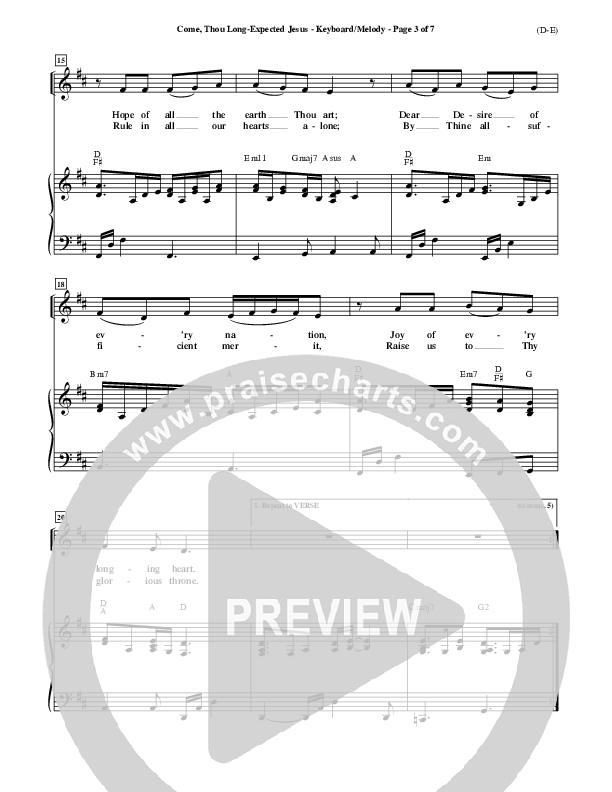 Come Thou Long Expected Jesus Piano/Vocal ()