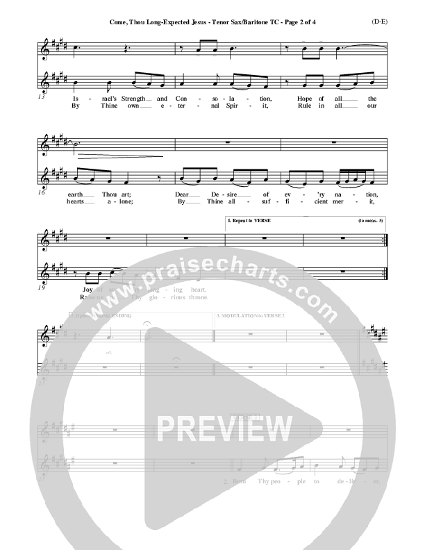 Come Thou Long Expected Jesus Tenor Sax 2 ()