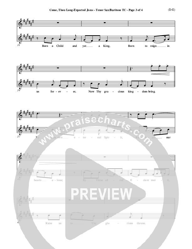 Come Thou Long Expected Jesus Tenor Sax 2 ()