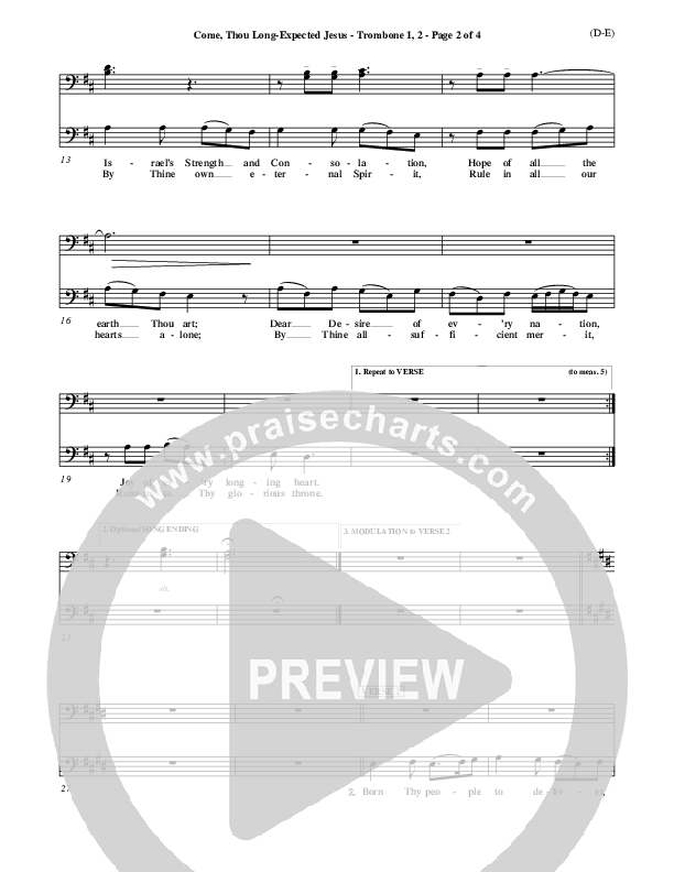 Come Thou Long Expected Jesus Trombone 1/2 ()