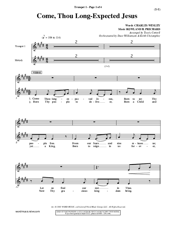 Come Thou Long Expected Jesus Trumpet 1 ()
