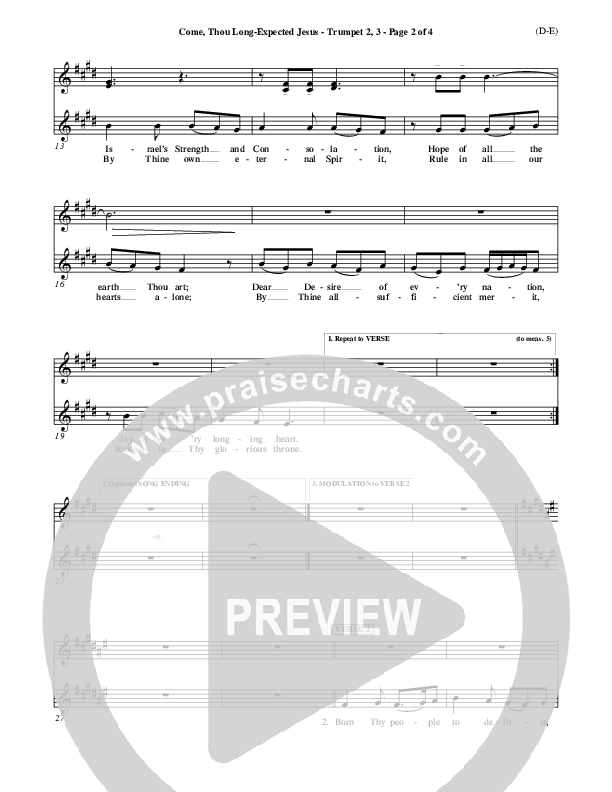Come Thou Long Expected Jesus Trumpet 2/3 ()