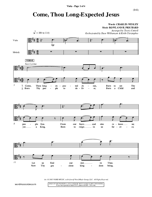 Come Thou Long Expected Jesus Viola ()