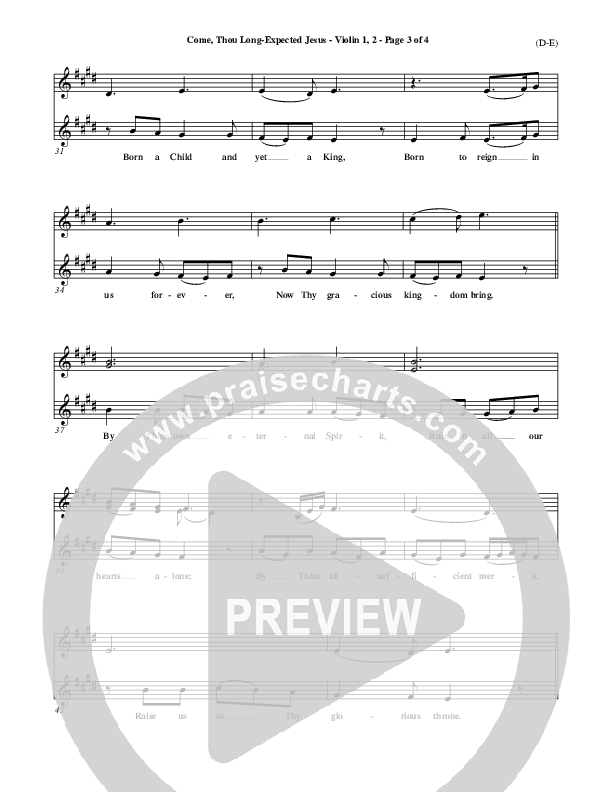 Come Thou Long Expected Jesus Violin 1/2 ()