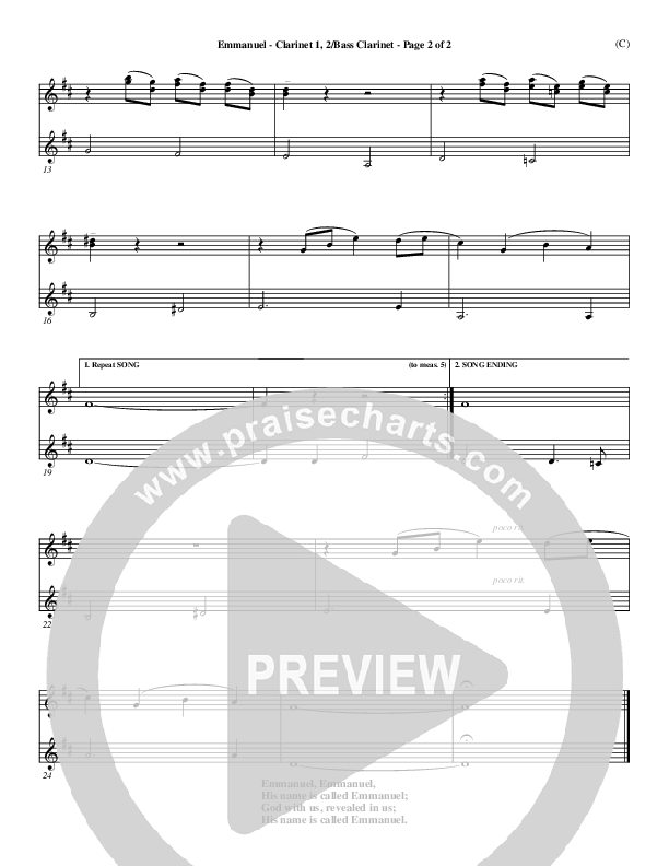 Emmanuel Clarinet 1/2, Bass Clarinet (Bob McGee)