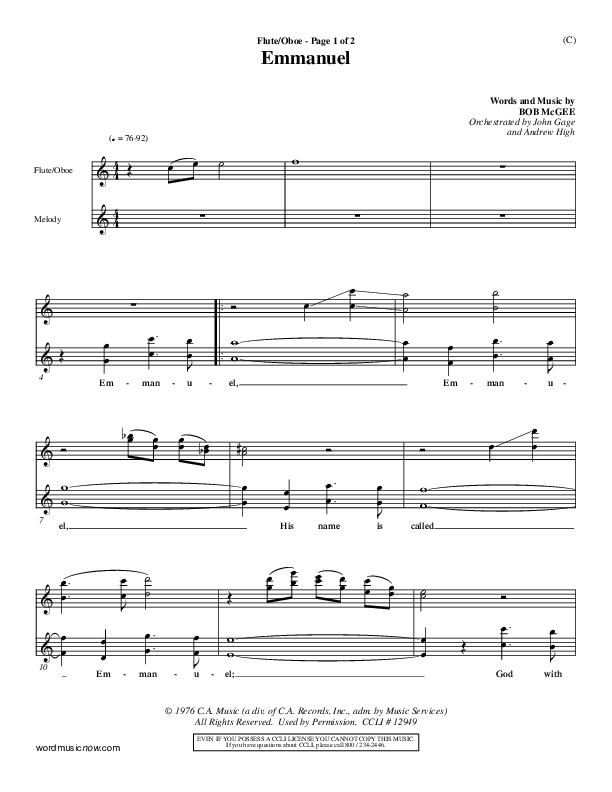 Emmanuel Flute/Oboe (Bob McGee)