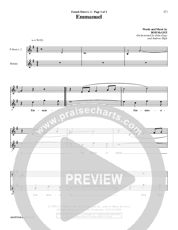 Emmanuel French Horn 1/2 (Bob McGee)