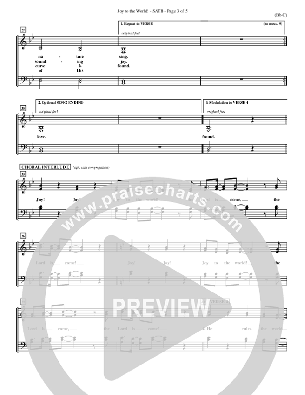 Joy To The World Choir Sheet (SATB) ()