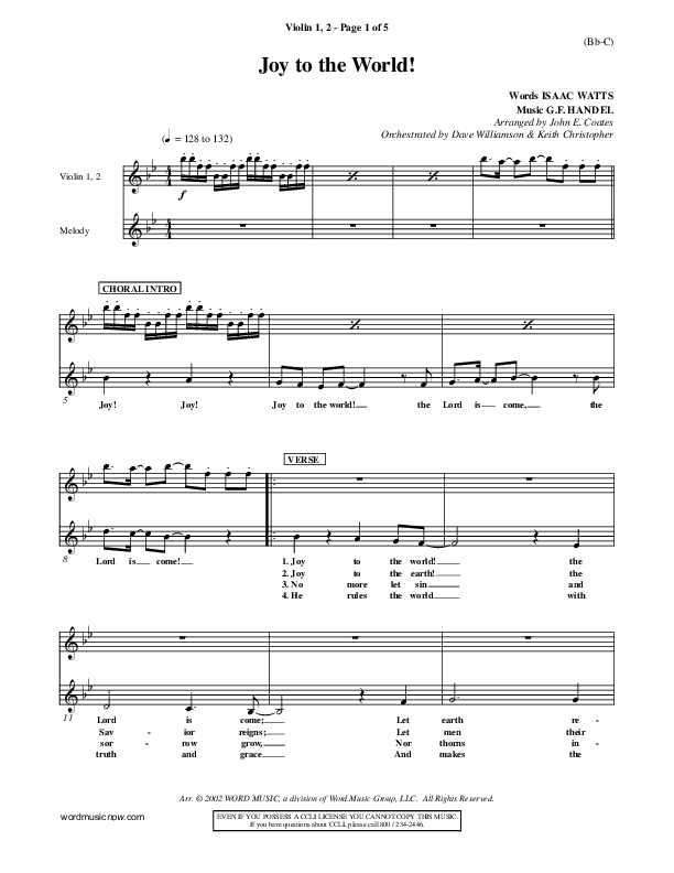 Joy To The World Violin 1/2 ()