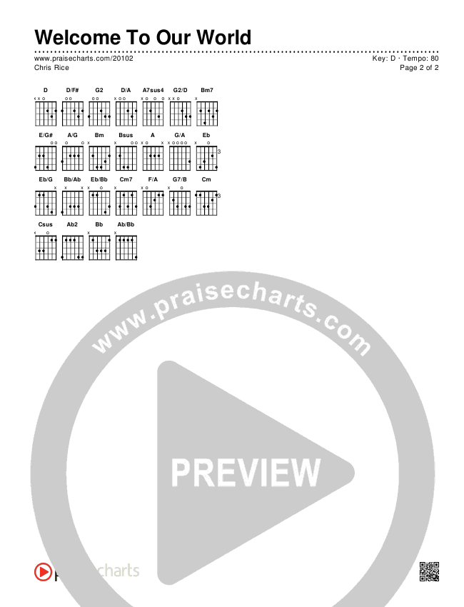 Welcome To Our World Chords & Lyrics (Chris Rice)