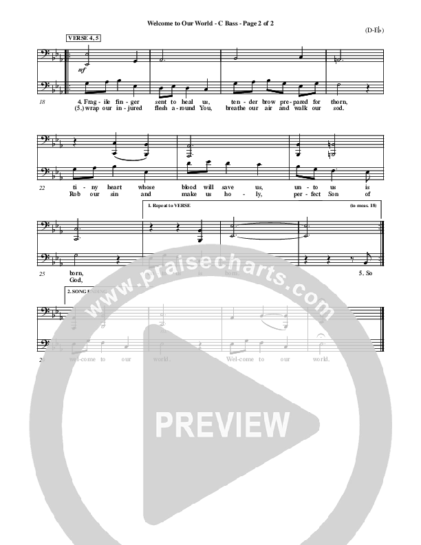 Welcome To Our World Contrabass (Chris Rice)