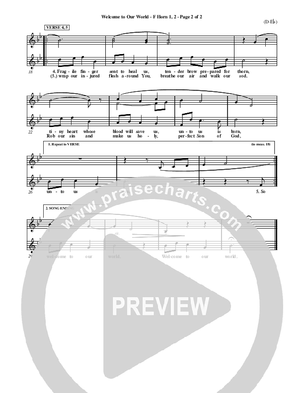 Welcome To Our World French Horn 1/2 (Chris Rice)