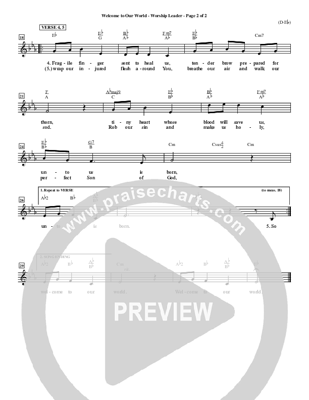 Welcome To Our World Lead Sheet (Chris Rice)