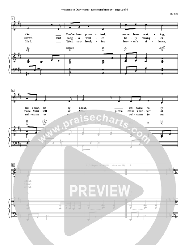 Welcome To Our World Piano Sheet (Chris Rice)