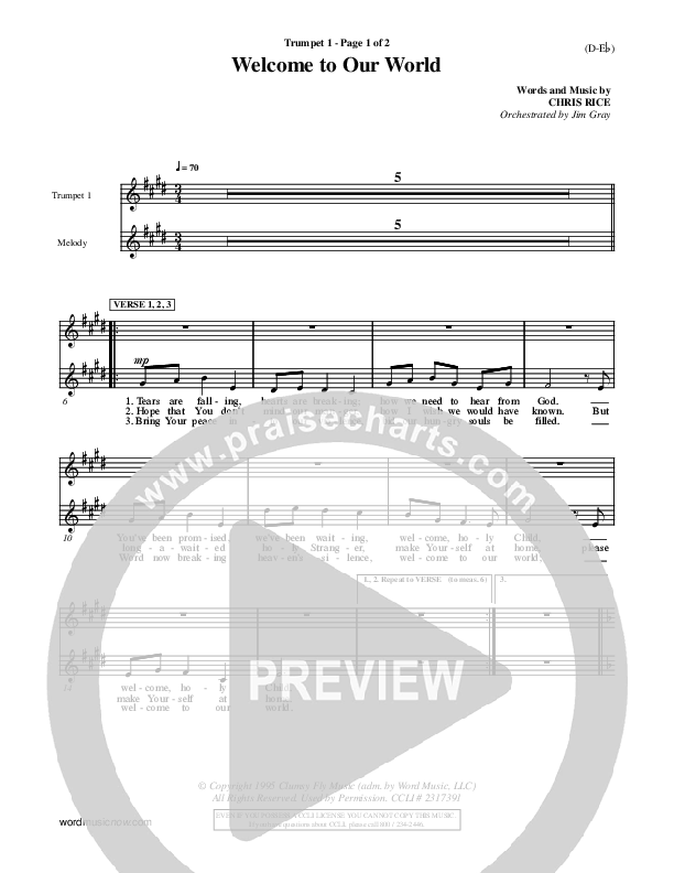 Welcome To Our World Trumpet 1 (Chris Rice)