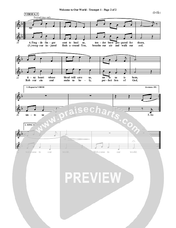 Welcome To Our World Trumpet 1 (Chris Rice)