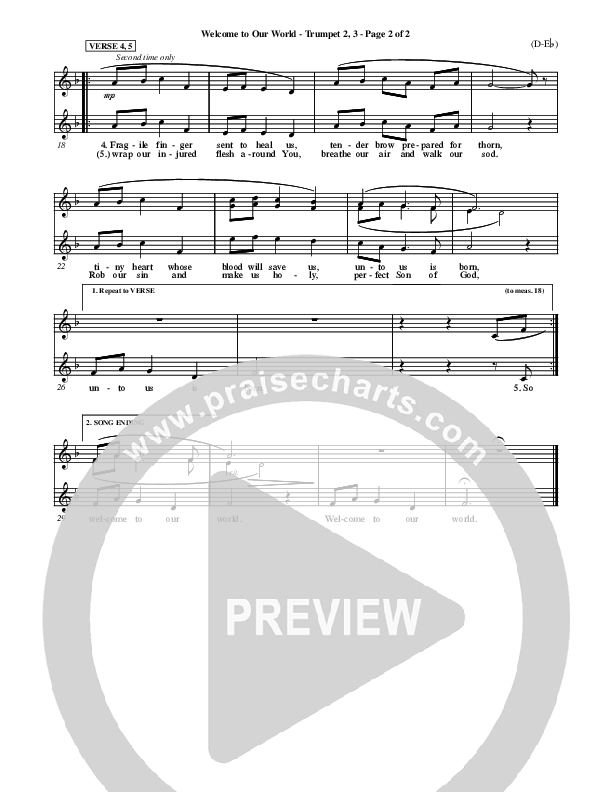 Welcome To Our World Trumpet 2/3 (Chris Rice)