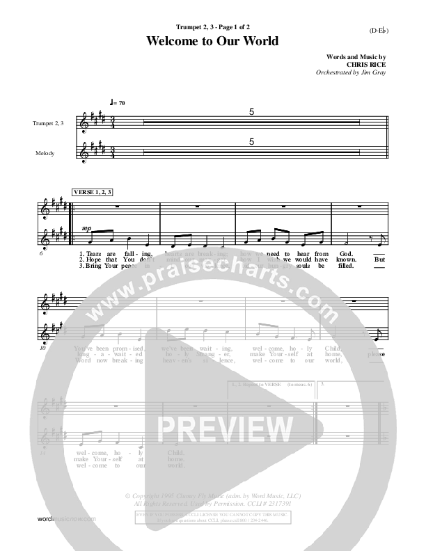 Welcome To Our World Trumpet 2/3 (Chris Rice)