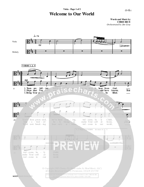 Welcome To Our World Viola (Chris Rice)