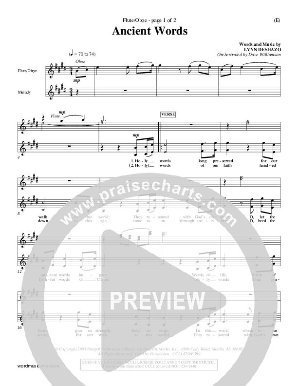 Ancient Words Flute/Oboe (Lynn DeShazo)