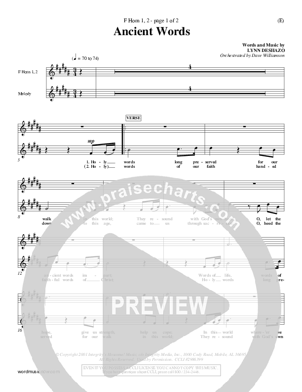 Ancient Words French Horn 1/2 (Lynn DeShazo)