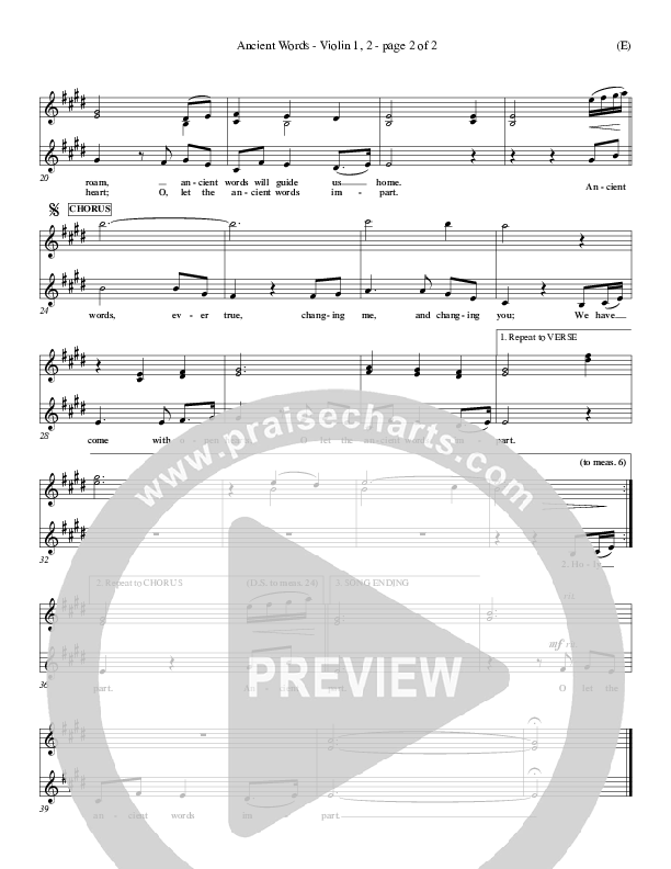 Ancient Words Violin 1/2 (Lynn DeShazo)