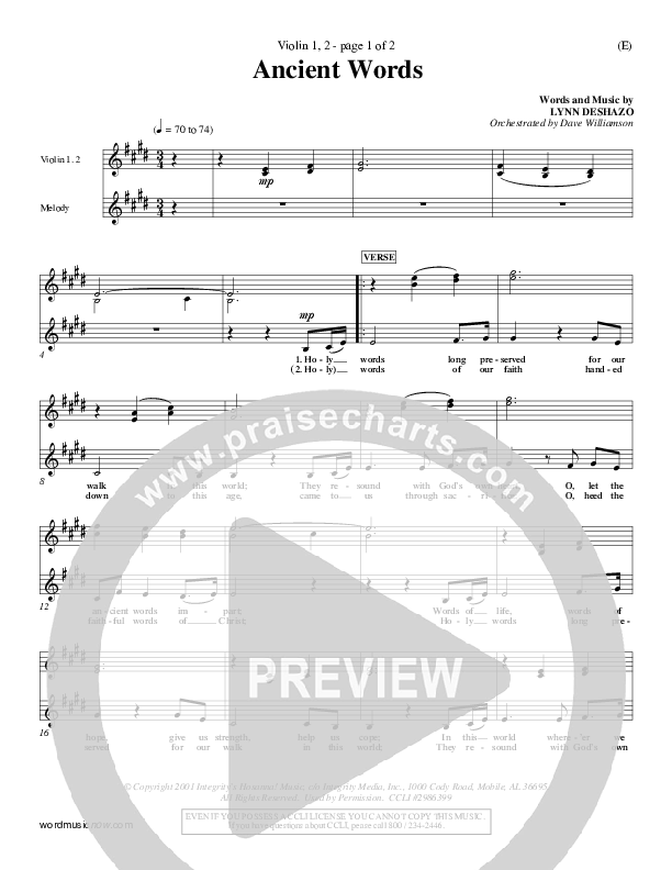 Ancient Words Violins (Lynn DeShazo)