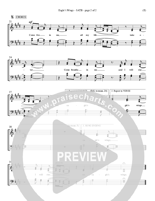 Eagle's Wings Choir Sheet (SATB) (Reuben Morgan)