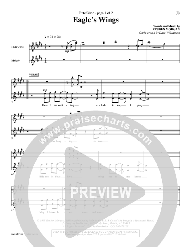 Eagle's Wings Flute/Oboe (Reuben Morgan)