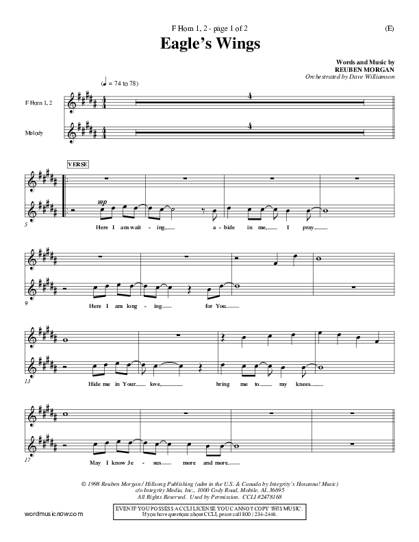 Eagle's Wings French Horn 1/2 (Reuben Morgan)