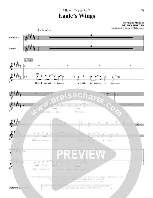 Eagle's Wings French Horn 1/2 (Reuben Morgan)