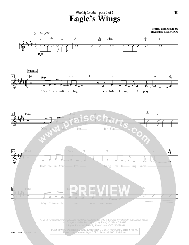 Eagle's Wings Lead Sheet (Reuben Morgan)