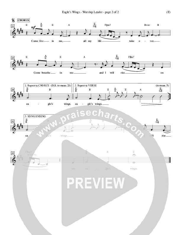 Eagle's Wings Lead Sheet (Reuben Morgan)