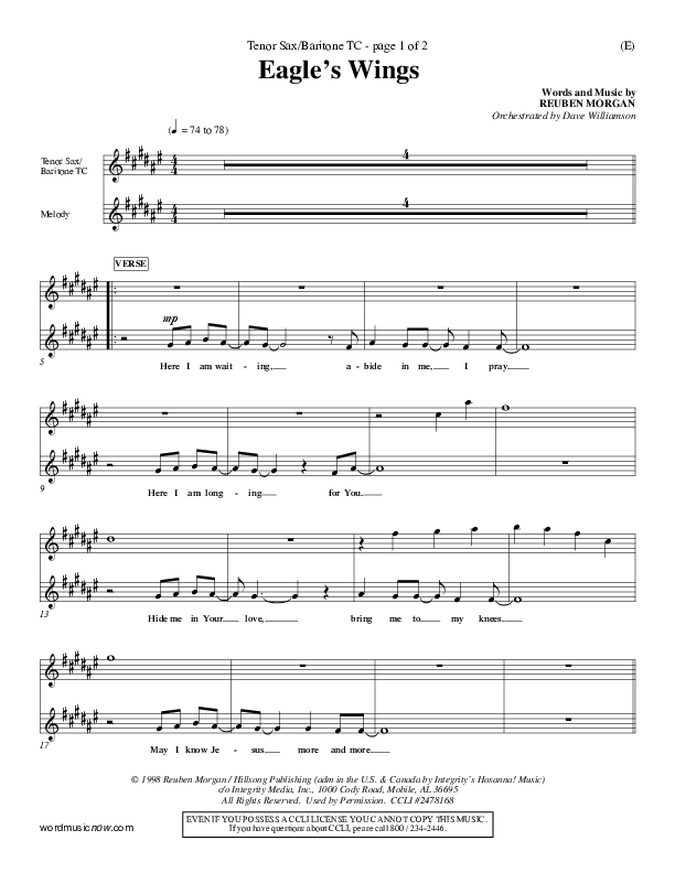 Eagle's Wings Tenor Sax 2 (Reuben Morgan)