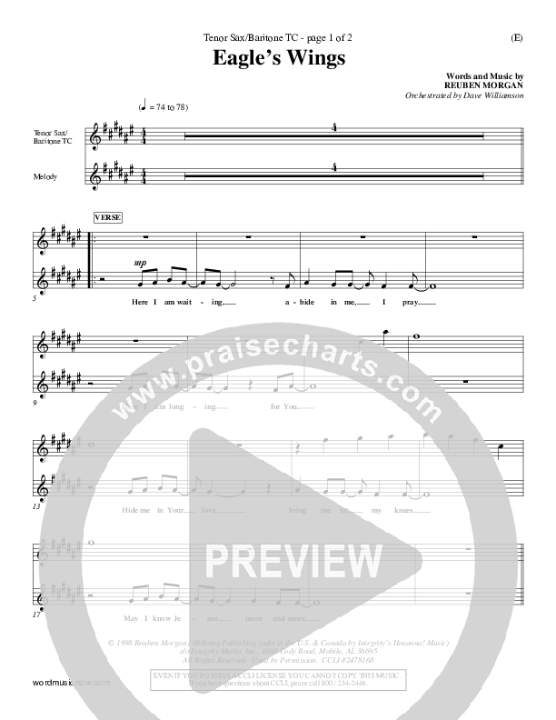 Eagle's Wings Tenor Sax 2 (Reuben Morgan)