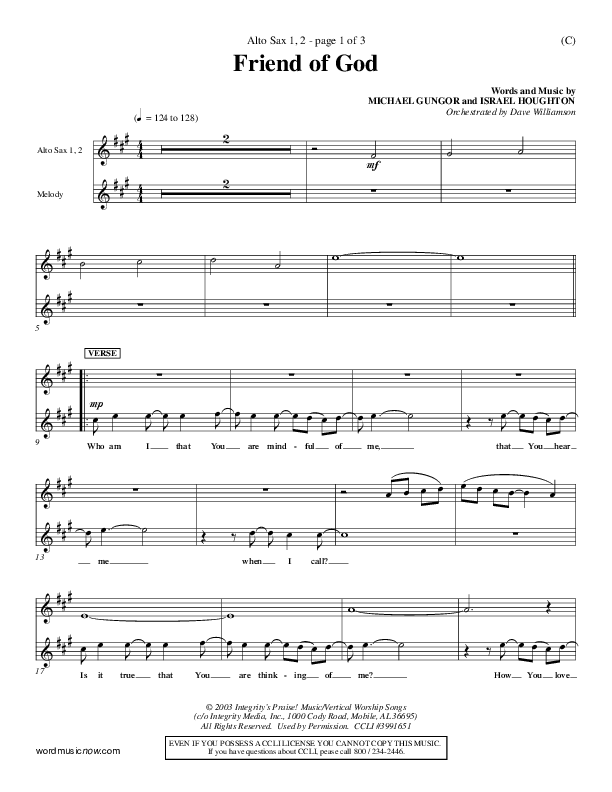 Friend Of God Alto Sax 1/2 (Israel Houghton)